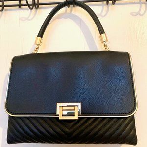 Charles & Keith Textured Chain Black Bag
